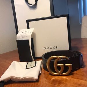 GUCCI Dark Brown GG buckle belt 75cm